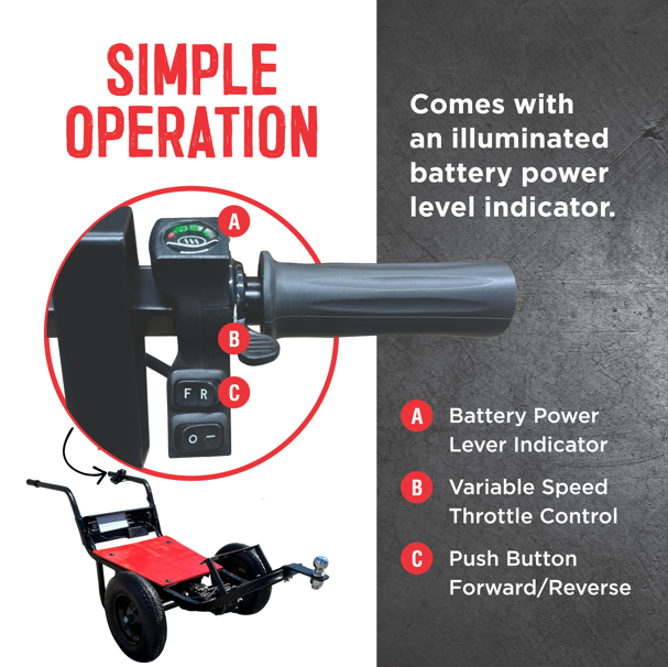 Electric Trailer Dolly 2800 lb Trailer Capacity 450 lb Tongue Weight 24V Battery 500W Brushless Motor Variable Speed Fits up to 2" Ball, Boat Trailers & Enclosed Trailers & Single Axel (Ships in 2-3 Weeks) - Image 3